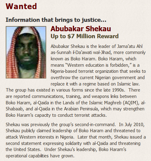 US Offers N2.5bn Reward For Information On Boko Haram Leader, Shekau