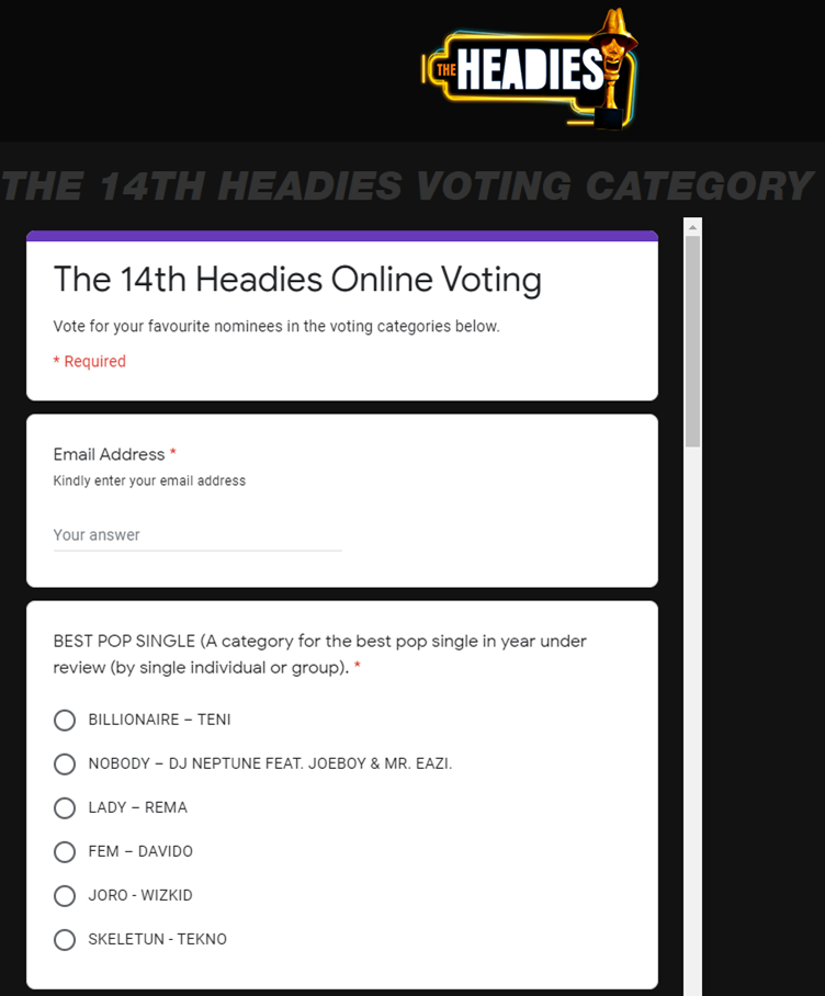 14th Headies Voting HOW TO VOTE IN THE 2020 HEADIES AWARD » Naijmobile