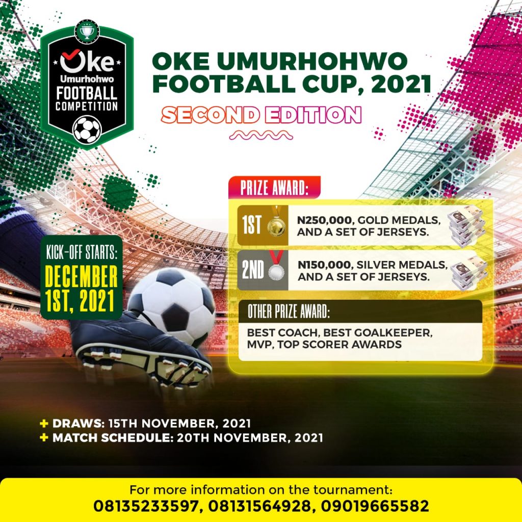 HON OKE UMURHOHWO RESTATES COMMITMENT TO SPORTS DEVELOPMENT AS 2ND EDITION OF THE OKE UMURHOWHO FOOTBALL CUP SET TO BEGIN