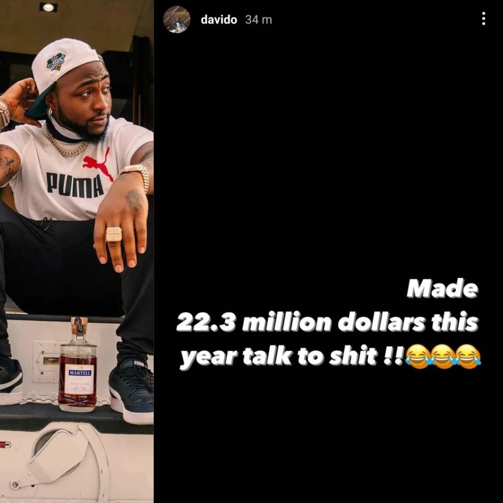 Davido Brags As He Reveals The Amount Of Money He Made In 2021 » Naijmobile